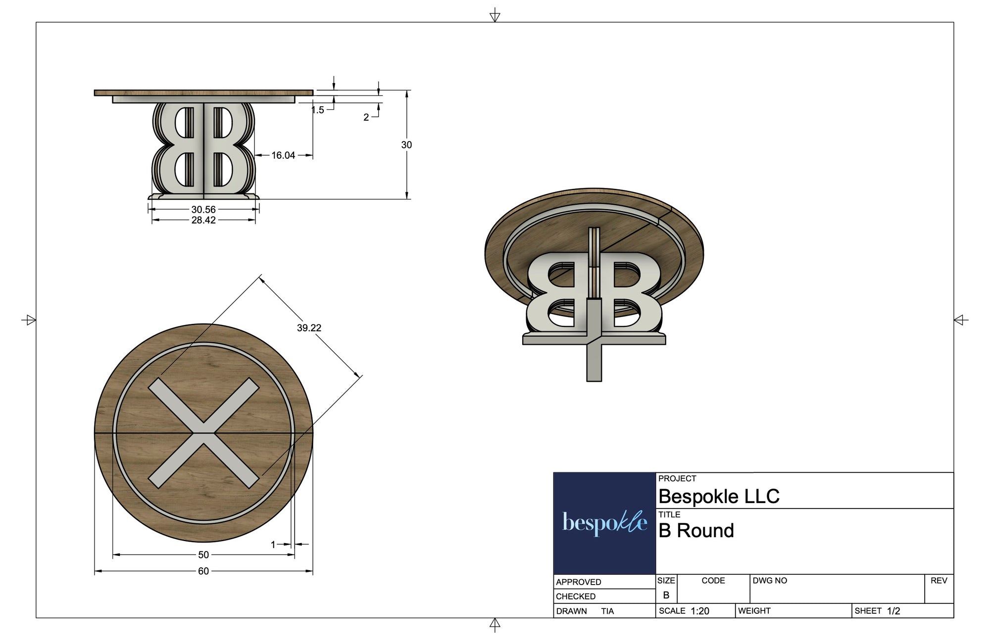 B Pedestal Table