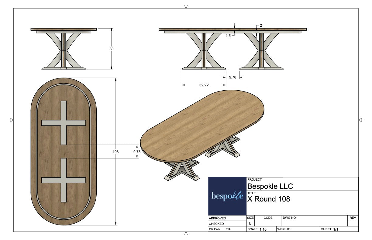 X Double Pedestal Table