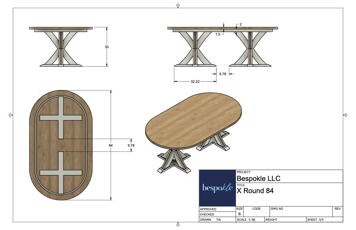 X Double Pedestal Table